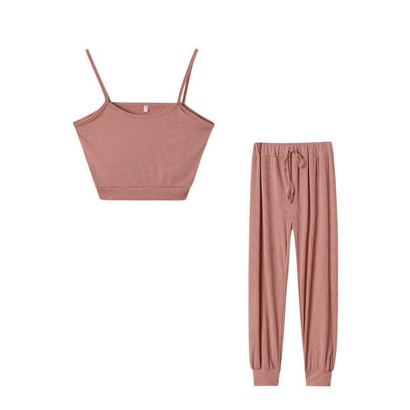 Frauen Ribbed Cropped Lounge Set EB