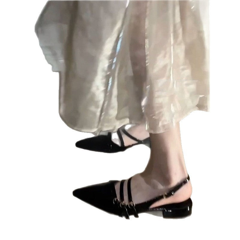 Damen Slingback Ballerinas mit metallic glänzender Oberfläche und dekorativen Riemchen EB