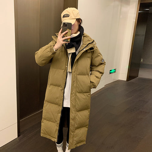 Damen Lange isolierte Winterjacke mit Kapuze und zusätzlichen Innentaschen EB