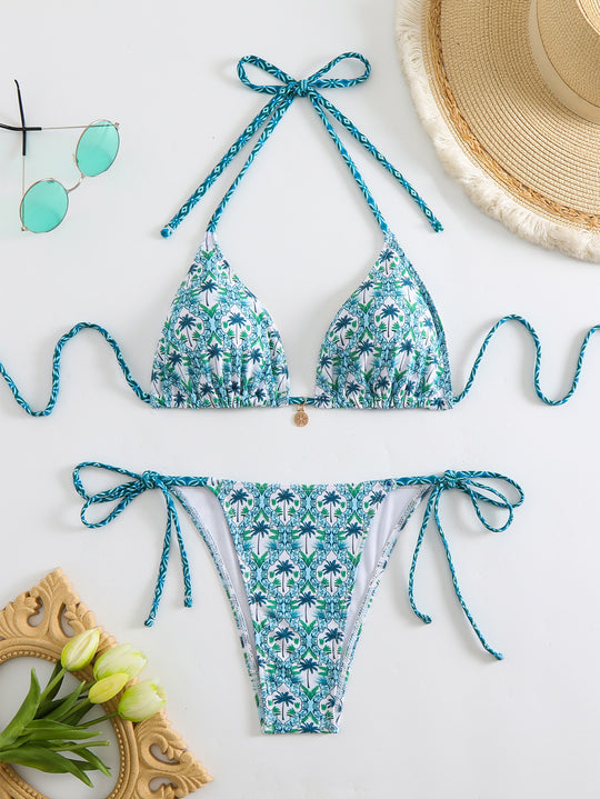 Damen Triangel-Bikini-Set mit verspieltem Blumenmuster EB