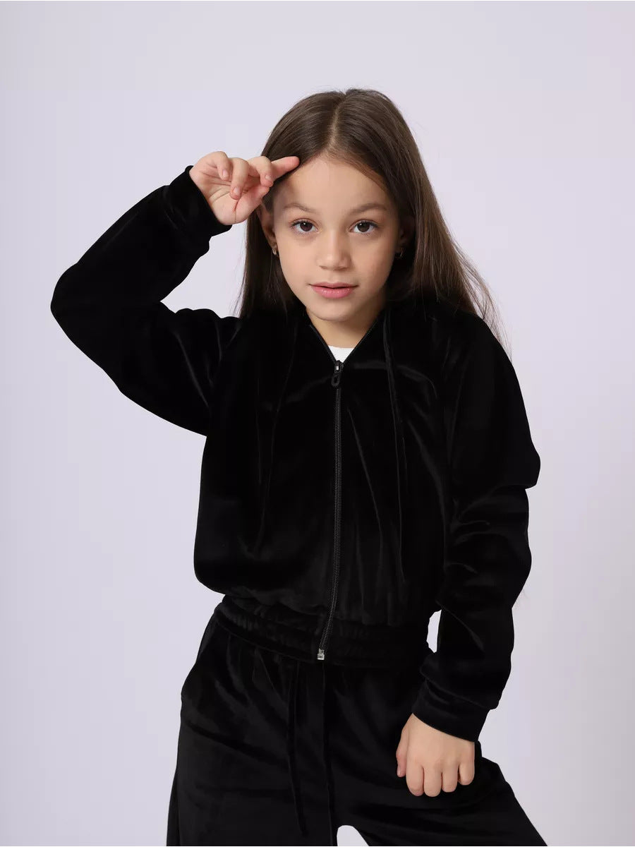 Damen Fleece-Loungewear-Anzug mit Kapuze und elastischem Bund EB