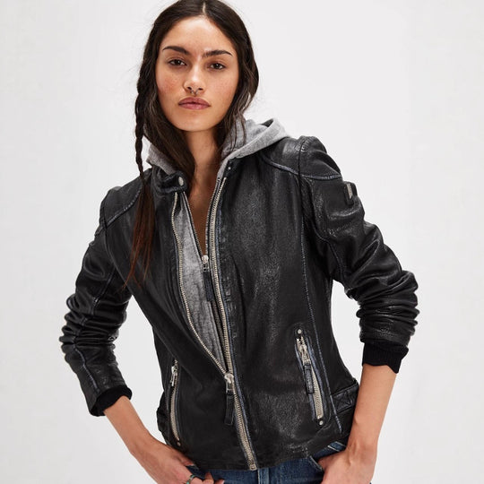 Damen stylische jacke mit abnehmbarer Kapuze EB