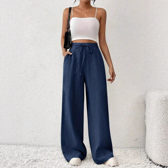 Damen Weite Freizeithose mit Kordelzug EB