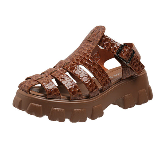 Damen Plateau-Sandalen mit trendigem Riemendesign und stabiler Gummisohle EB