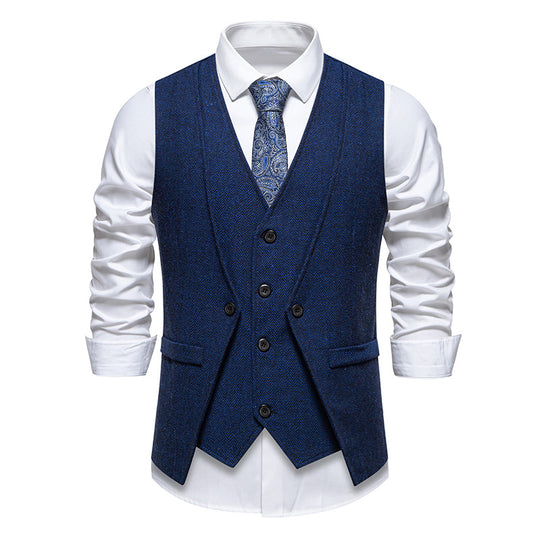 Herren elegante Anzugweste mit strukturiertem Hahnentritt EB