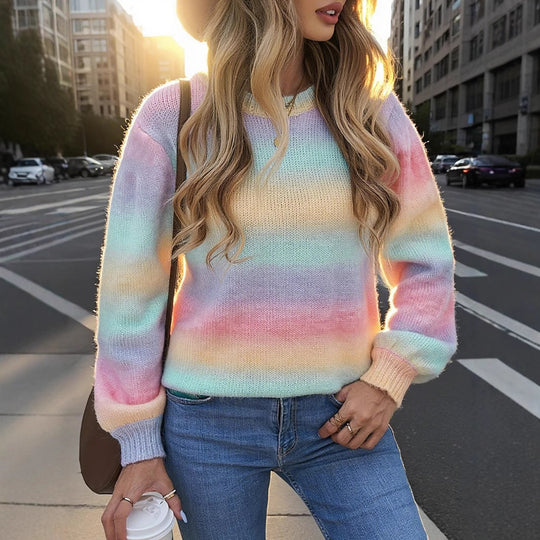 Damen modischer Pullover mit sanften Farbverlauf und relaxed Fit EB