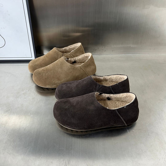 Damen Komfortable Hausschuhe aus weichem Wildleder mit kuscheligem Innenfutter EB