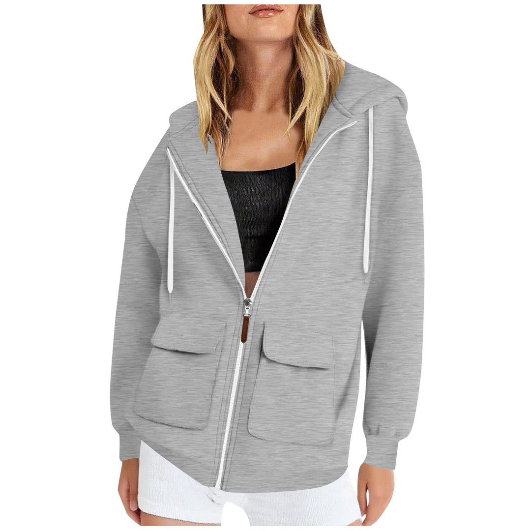 Damen lässige Kapuzenjacke mit großen Taschen EB