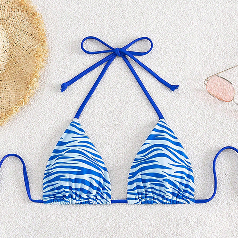 Damen Triangel-Bikini mit verspieltem Wellenmuster EB