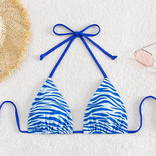 Damen Triangel-Bikini mit verspieltem Wellenmuster EB