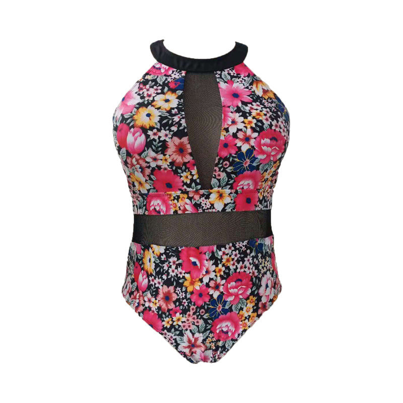Damen Einteiler Badeanzug mit elegantem Floral-Design und modischen Cut-Out-Details EB