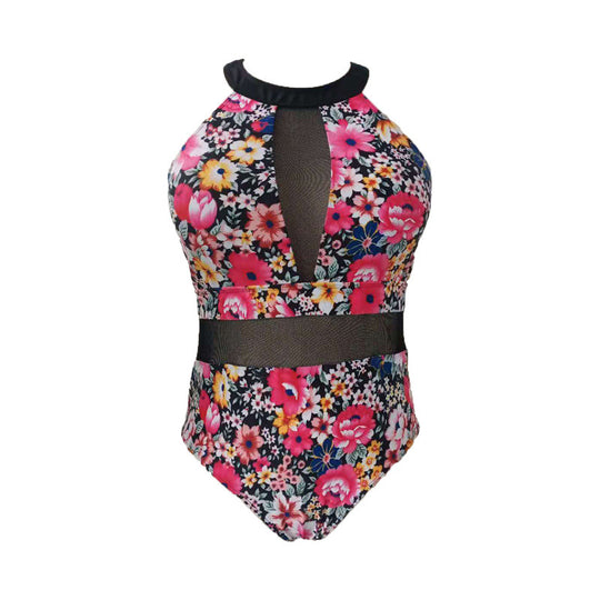 Damen Einteiler Badeanzug mit elegantem Floral-Design und modischen Cut-Out-Details EB