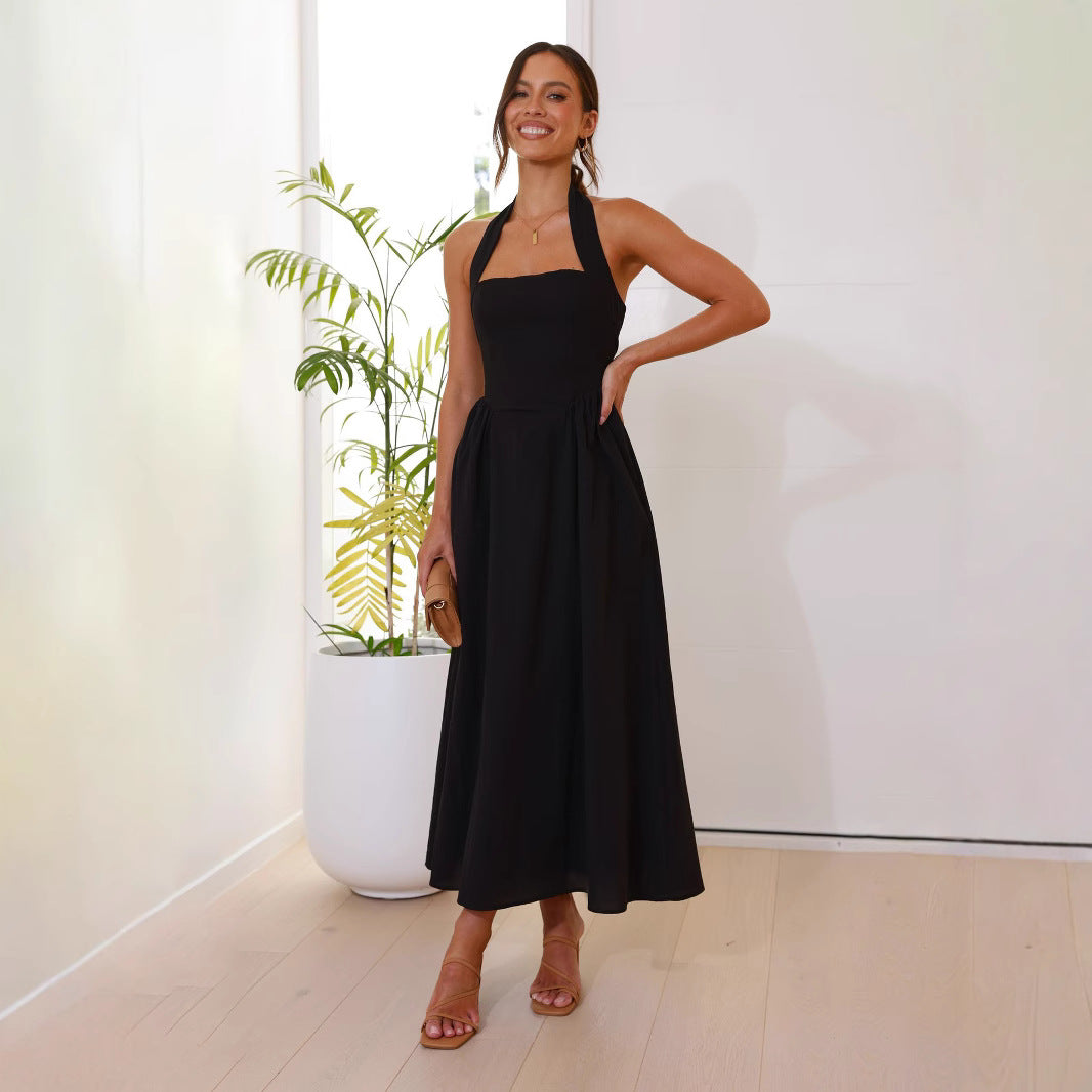 Damen Maxikleid mit modernen Trägern und fließendem Schnitt EB