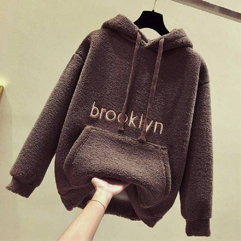 Damen kuscheliger Hoodie mit bequemer Passform und lässigem Schriftzug EB