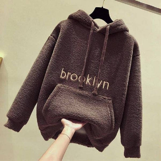 Damen kuscheliger Hoodie mit bequemer Passform und lässigem Schriftzug EB