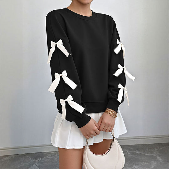 Damen stylisches Sweatshirt mit Rüschendetails an den Ärmeln EB