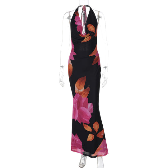 Damen Elegantes Maxikleid mit kunstvollem Blumenmuster EB