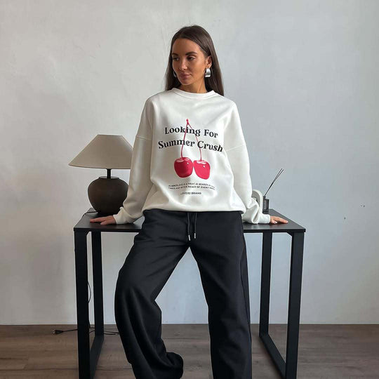 EB | Pullover Sweatshirt Übergröße Fit Grafikdruck Baumwollmischung Rundhalsausschnitt