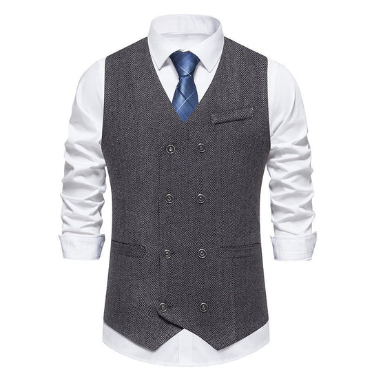 Herren elegante Doppelreiher-Weste im strukturierten Design EB