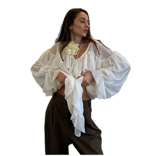 Damen Bluse mit Volants EB