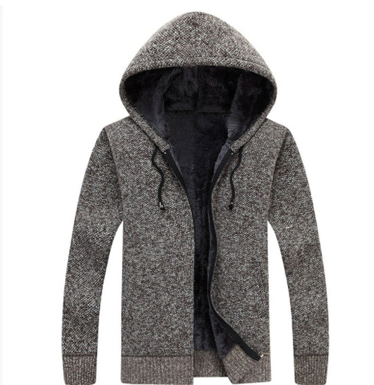 Herren bequeme Fleece-Jacke mit Kapuze und weichem Innenfutter EB