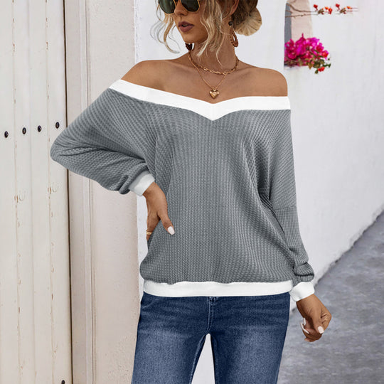 Damen Off-Shoulder Pullover im modernen Waffelstrick EB