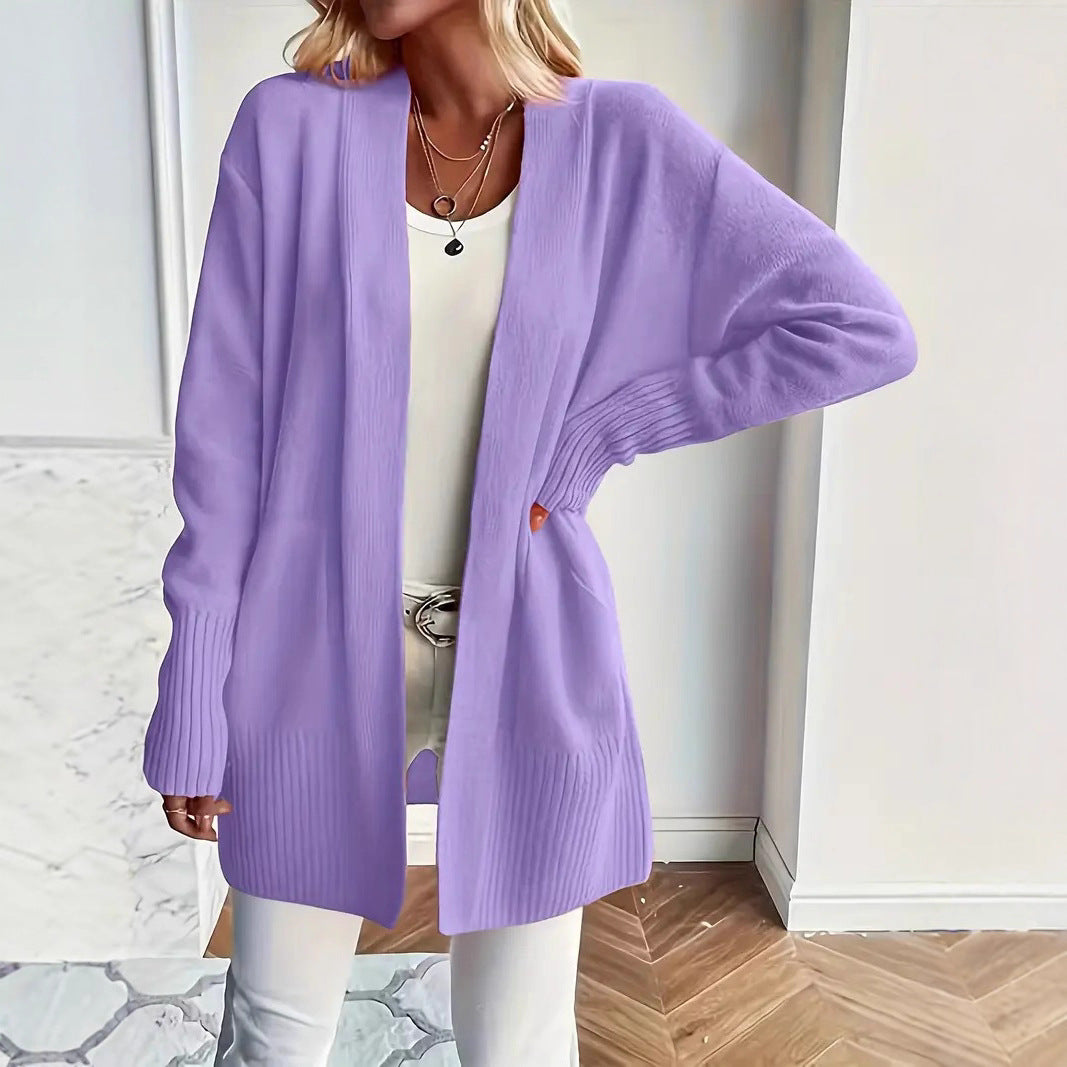 Damen Strickjacke mit offenem Schnitt und Rippstruktur EB