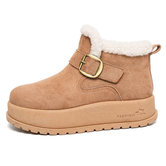 Damen Winterstiefel mit hochwertigem Fleece-Innenfutter und modischer Schnalle EB