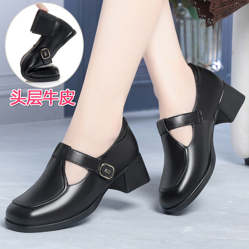 Damen Mary Jane Schuhe mit komfortablem Blockabsatz und modischem Schnallenakzent EB