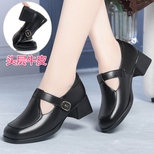 Damen Mary Jane Schuhe mit komfortablem Blockabsatz und modischem Schnallenakzent EB