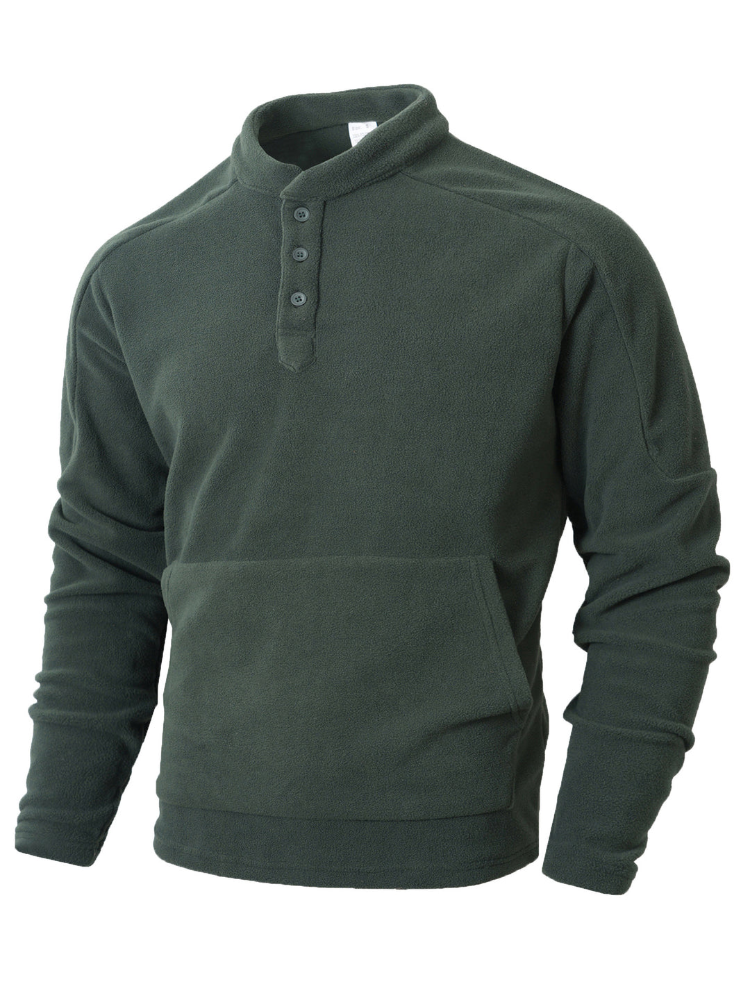 Herren Fleece-Pullover mit modischem Stehkragen und praktischen Knopfdetails EB