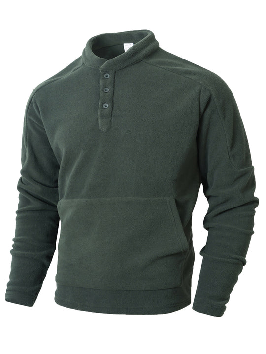 Herren Fleece-Pullover mit modischem Stehkragen und praktischen Knopfdetails EB