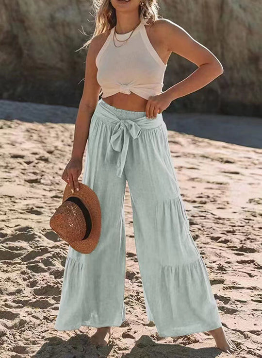 Damen Strandhose mit elastischem Bund und weitem Schnitt EB