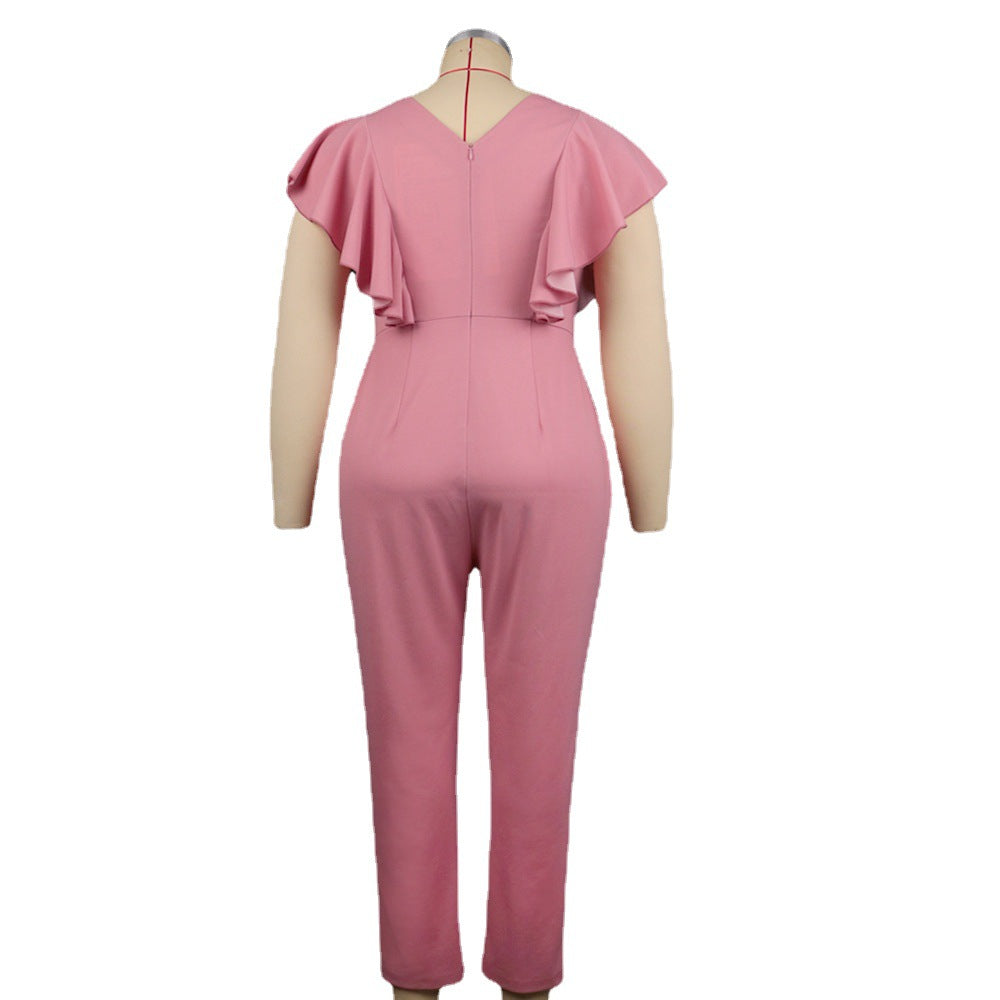 Damen Eleganter Jumpsuit mit voluminösen Rüschendetails EB