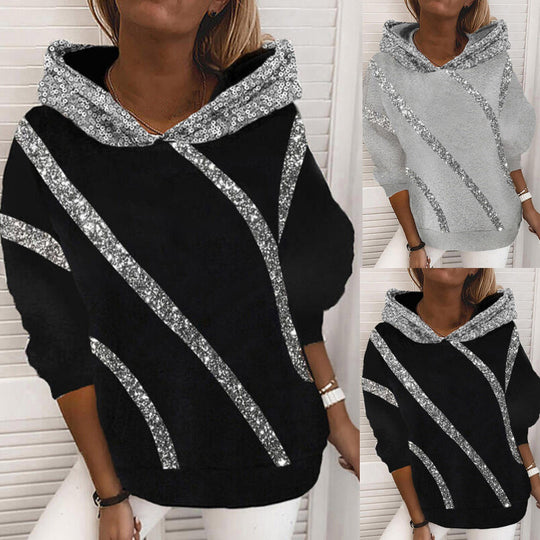Damen Hoodie mit Glitzerakzenten und modernem Schnitt EB