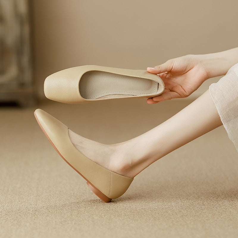 Damen elegante Ballerinas mit komfortablem Fußbett und hochwertiger Lederoberfläche EB