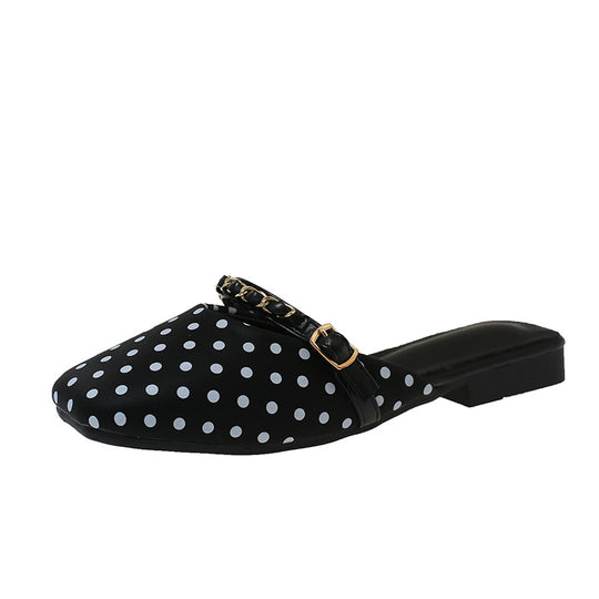 Damen Trendige Slipper mit Punkten und elegantem Riemendetail EB
