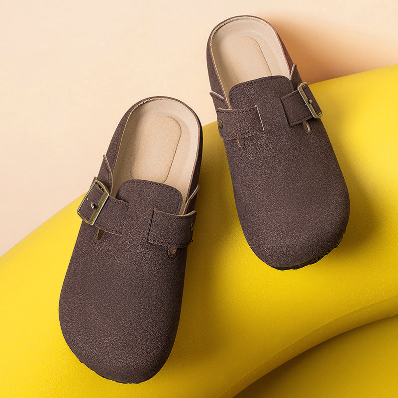 Damen nan gemütliche Nubuk-Slipper Clog mit verstellbarer Messingschnalle und ergonomischem Memory-Fußbett EB