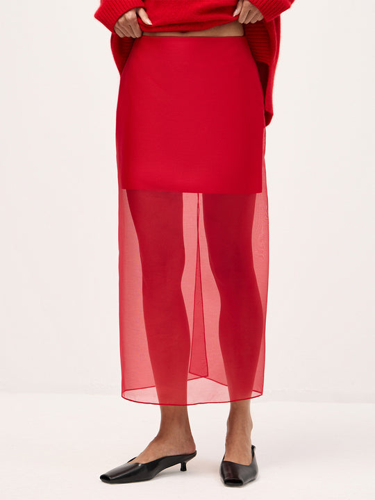 Damen Langer Chiffon-Rock mit seitlichem Schlitz und eleganter Silhouette EB