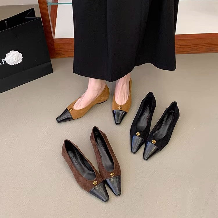 Damen zeitlose Ballerinas mit elegantem Leder-Spitzendesign und komfortablem Fußbett EB