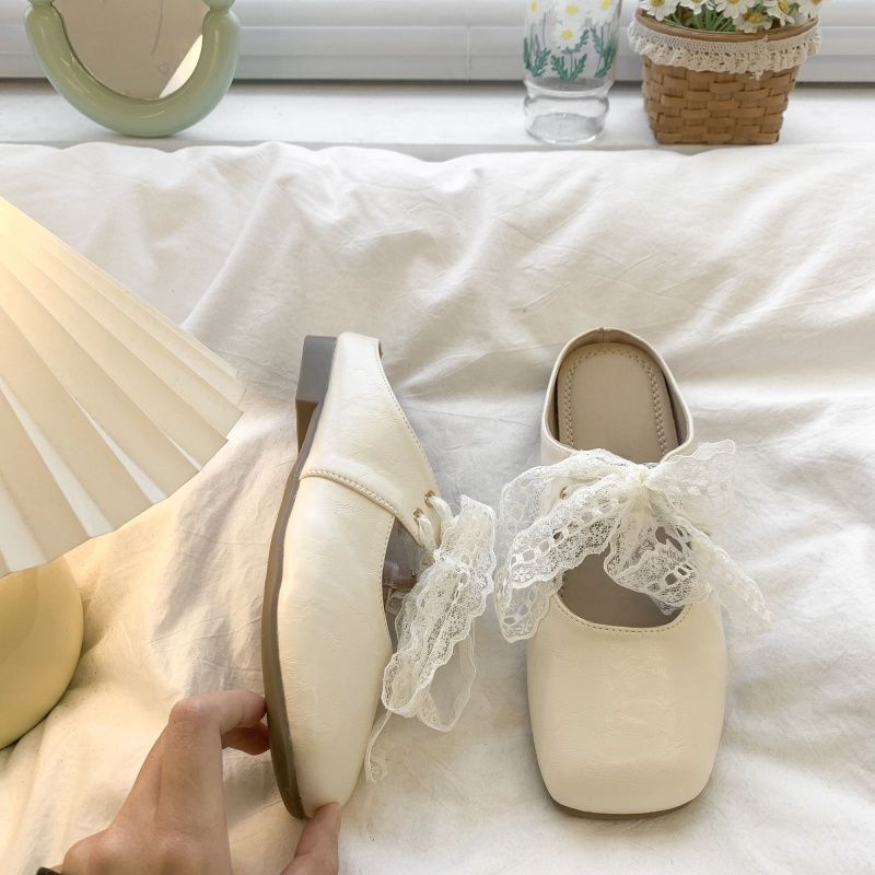 Damen elegante Mules mit dekorativer Schleifenverzierung EB