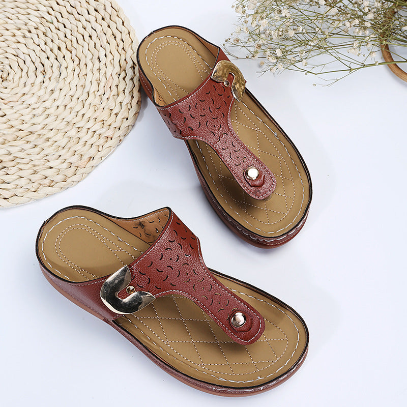 Damen Bequeme Zehentrenner-Sandalen mit verstellbarem Riemen und gepolsterter Sohle EB