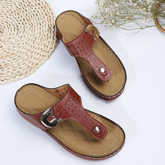 Damen Bequeme Zehentrenner-Sandalen mit verstellbarem Riemen und gepolsterter Sohle EB