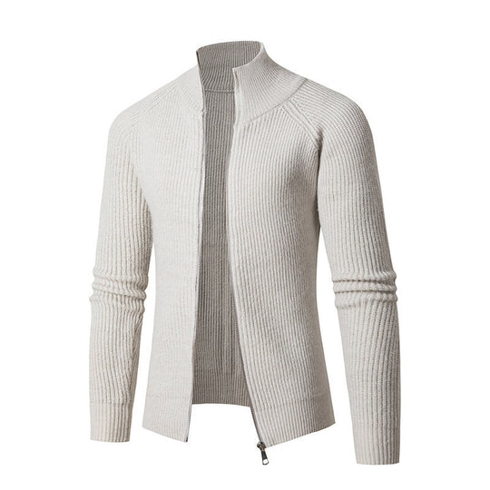 Herren modische Strickjacke mit durchgehendem Reißverschluss und hochgeschlossenem Kragen EB
