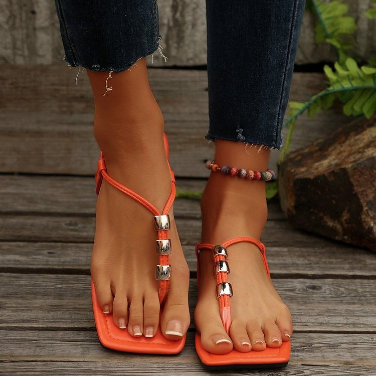 Damen modische Zehentrenner-Sandalen mit elegantem Schmuck EB
