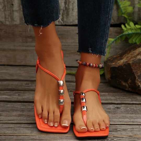 Damen modische Zehentrenner-Sandalen mit elegantem Schmuck EB