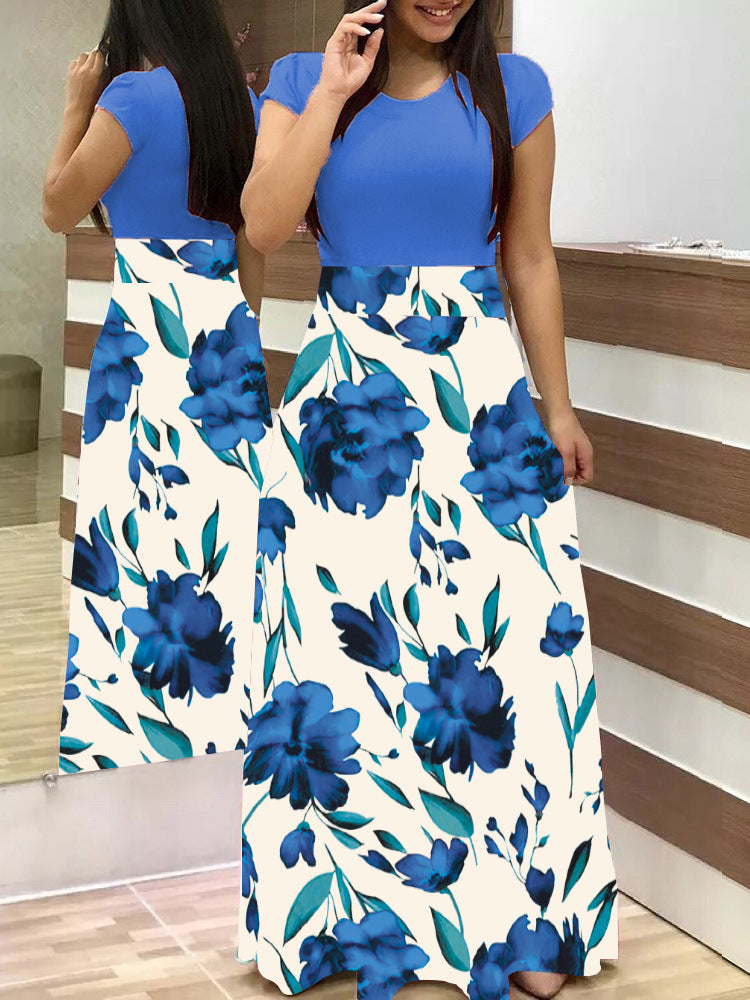 Damen Elegantes Maxikleid mit grafischem Druck und flexiblem Bund EB