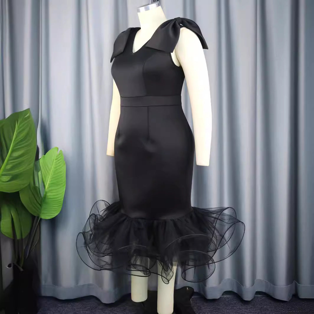 Damen elegantes Kleid mit innovativen Tüllrüschen EB