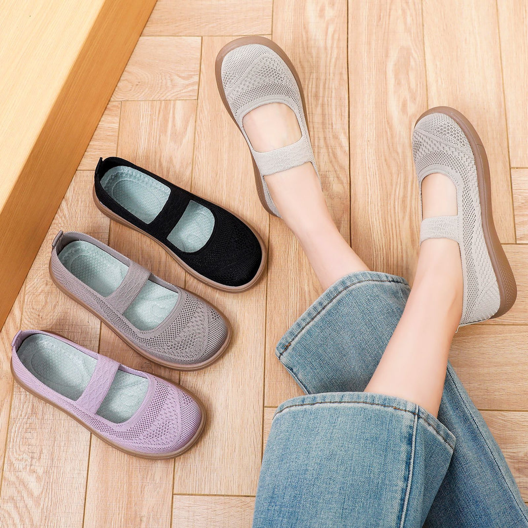 Damen Atmungsaktive Ballerinas mit elastischem Riemen EB