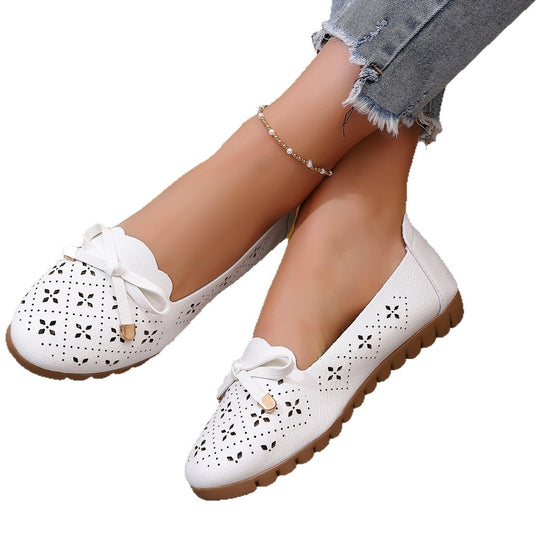 Damen Ballerinas mit elegantem Lochmuster und dekorativem Schleifendetail EB